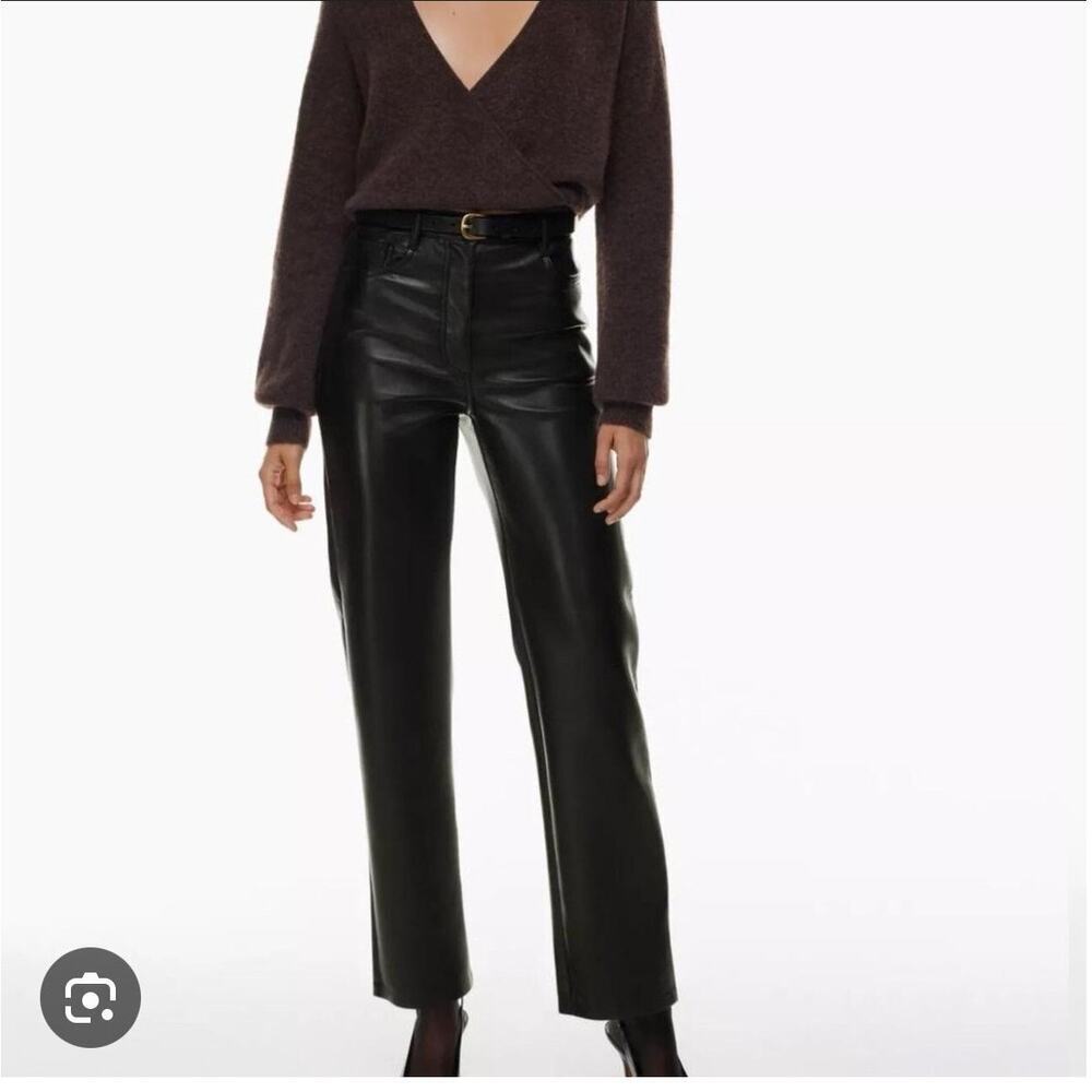Aritzia Wilfred The Melina Black High Rise Vegan Leather Pants Women's Sz‎ 0